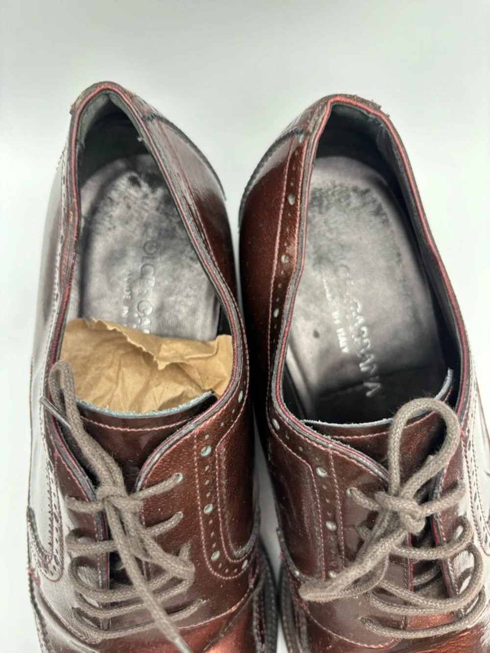 Dolce Gabbana Men's Burgundy Leather Wingtip Dress Shoes size 9